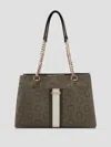 Guess Factory Brecken Logo Satchel In Green