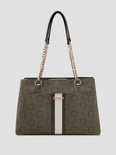 Guess Factory Brecken Logo Satchel In Green