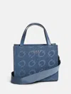 Guess Factory Breena Logo Mini Tote In Blue
