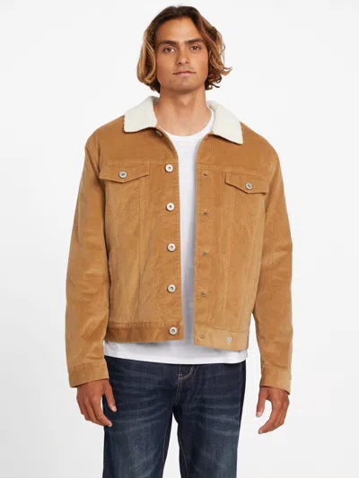 Guess Factory Brent Sherpa Corduroy Jacket In Brown