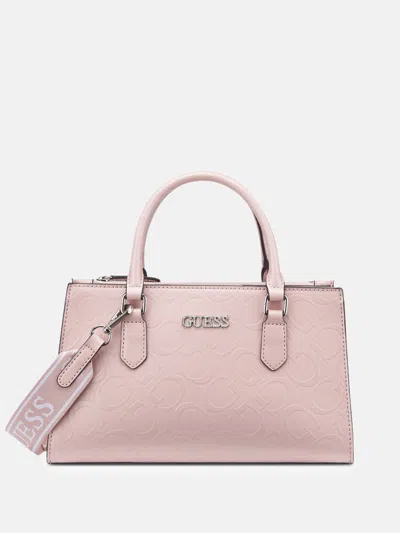 Guess Factory Brooken G Logo Satchel In Gold