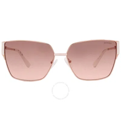 Guess Factory Brown Gradient Butterfly Ladies Sunglasses Gf6158 29f 60 In Brown / Gold / Rose / Rose Gold