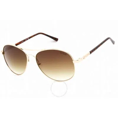 Guess Factory Brown Gradient Pilot Ladies Sunglasses Gf0295 33f 60 In Gold