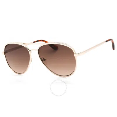 Guess Factory Brown Gradient Pilot Ladies Sunglasses Gf0350 32f 59 In Gold
