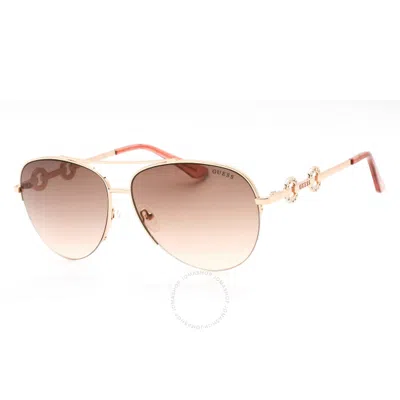 Guess Factory Brown Gradient Pilot Ladies Sunglasses Gf6171 28f 60 In Gold