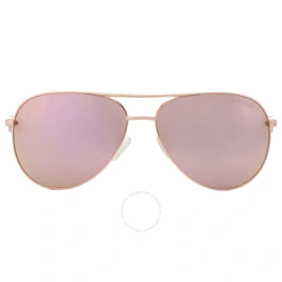 Guess Factory Brown Pink Mirror Pilot Ladies Sunglasses Gu7295 28g 60 In Brown / Gold / Pink / Rose / Rose Gold