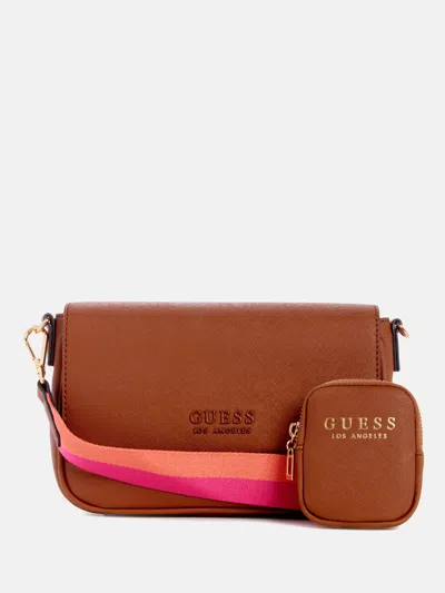 Guess Factory Bryxton Faux-leather Crossbody In Brown