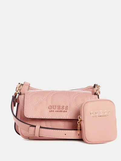 Guess Factory Bryxton Top Zip Crossbody In Pink