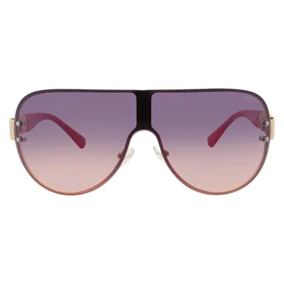 Guess Factory Burgundy Mirror Shield Ladies Sunglasses Go00037 32u 00 In Purple