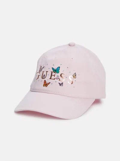 Guess Factory Butterfly Logo Baseball Hat In Pink