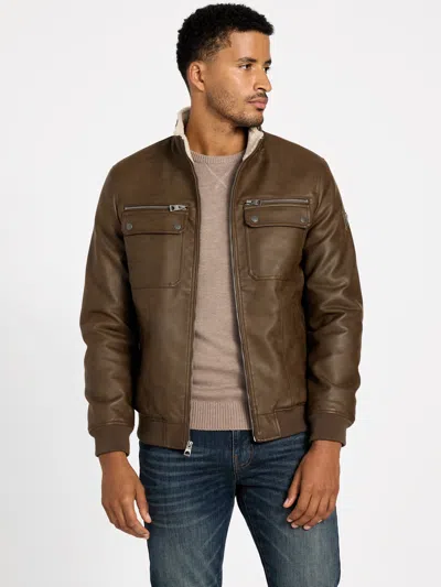 Guess Factory Callen Faux-leather Jacket In Brown