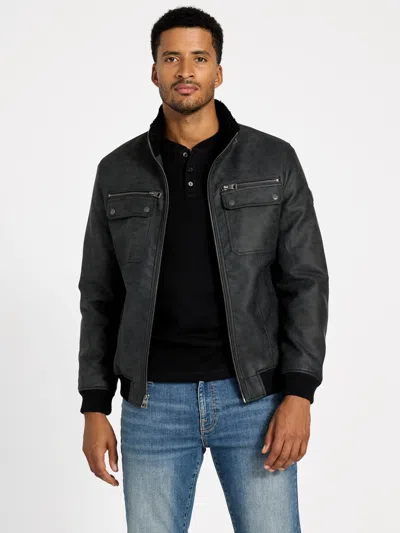 Guess Factory Callen Faux-leather Jacket In Gray