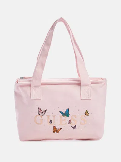 Guess Factory Canvas Butterfly Tote In Pink