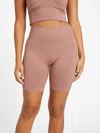 Guess Factory Cara Nylon Bike Shorts In Brown