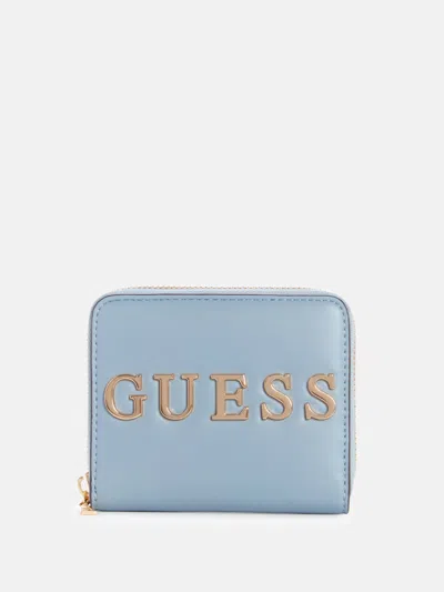 Guess Factory Caracara Small Zip Wallet In Blue