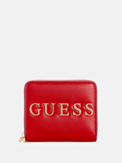 Guess Factory Caracara Small Zip Wallet In Red
