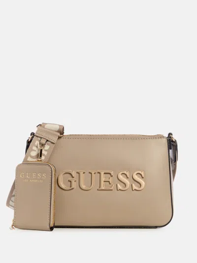 Guess Factory Caracara Zip-top Crossbody In Grey
