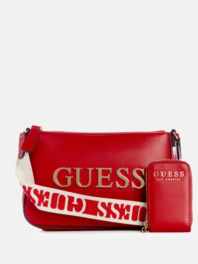 Guess Factory Caracara Zip-top Crossbody In Red