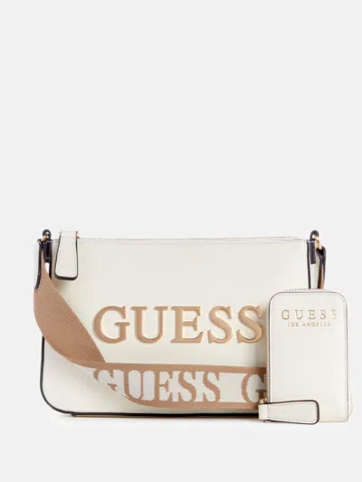 Guess Factory Caracara Zip-top Crossbody In White