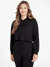Guess Factory Carly Logo Crop Hoodie In Black