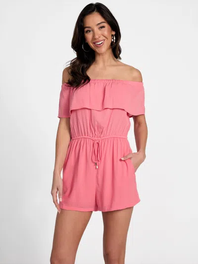 Guess Factory Carmella Off-the-shoulder Romper In Multi