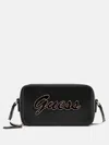 Guess Factory Carrara Double-zip Mini Crossbody In Black