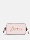 Guess Factory Carrara Double-zip Mini Crossbody In Pink
