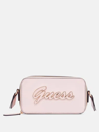 Guess Factory Carrara Double-zip Mini Crossbody In Pink