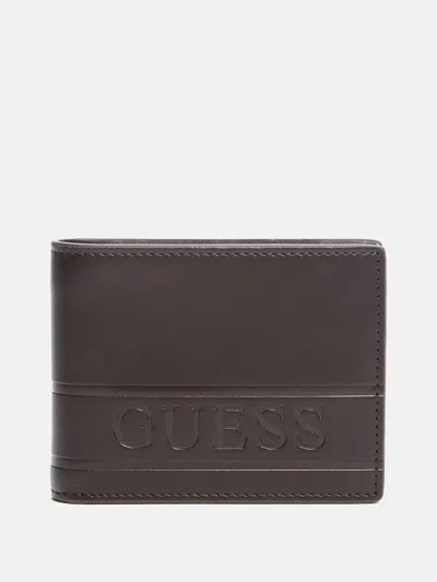 Guess Factory Carter Debossed Logo Bifold Wallet In Brown