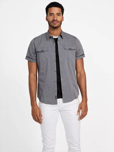 Guess Factory Cartie Twill Short-sleeve Shirt In Black