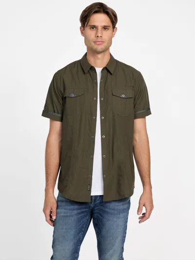 Guess Factory Cartie Twill Short-sleeve Shirt In Green