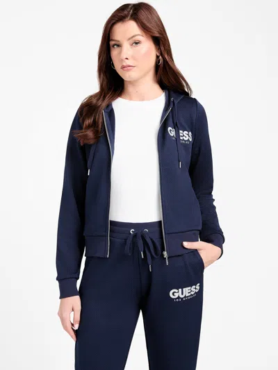 Guess Factory Casandra Jacquard Zip Hoodie In Blue