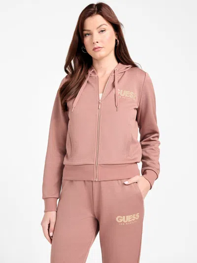 Guess Factory Casandra Jacquard Zip Hoodie In Pink