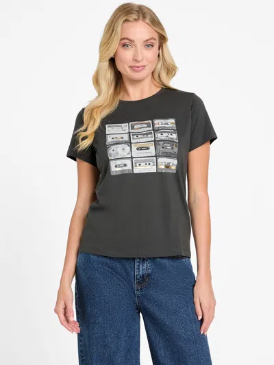 Guess Factory Cassie Cassette Tee In Black