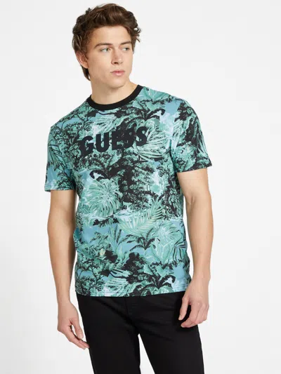 Guess Factory Castor Foliage Tee In Blue