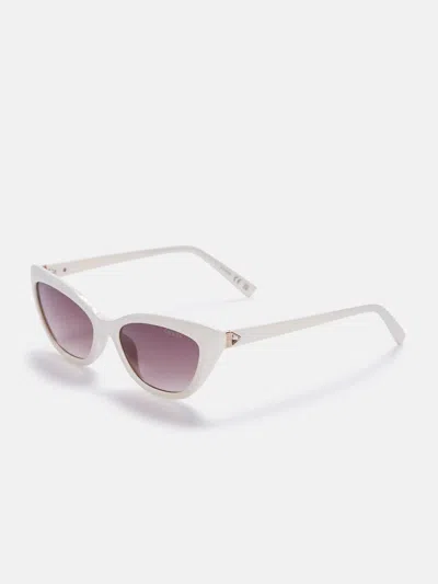 Guess Factory Cat-eye Triangle Rhinestone Sunglasses In White