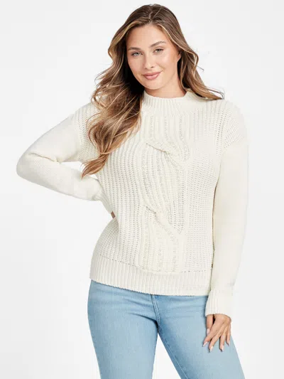 Guess Factory Cecily Pearl Fisherman Sweater In Neutral