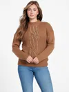 Guess Factory Cecily Pearl Fisherman Sweater In Brown