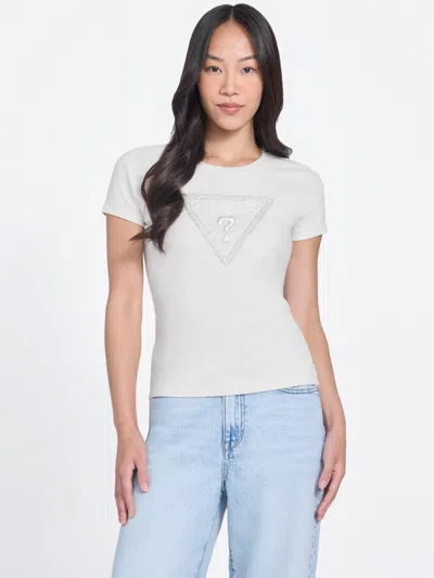 Guess Factory Charlee Heather Logo Tee In White