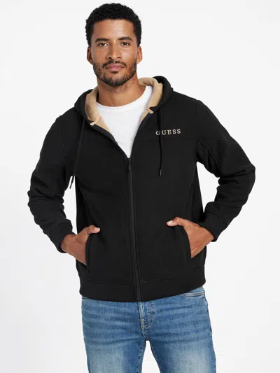 Guess Factory Charley Full-zip Fleece Hoodie In Black