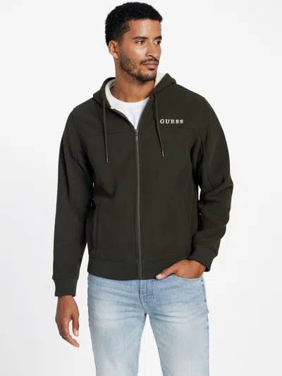Guess Factory Charley Full-zip Fleece Hoodie In Black