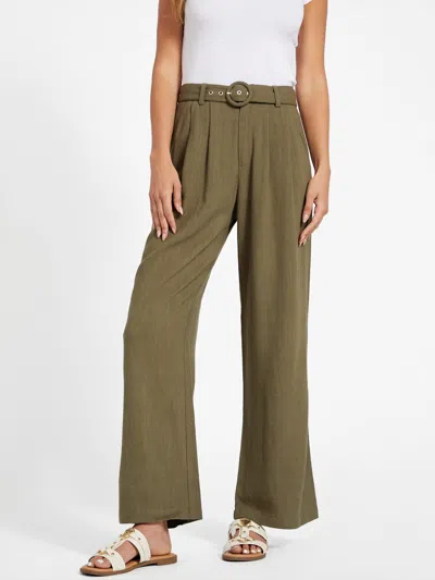 Guess Factory Charlie Belted Linen Pants In Black