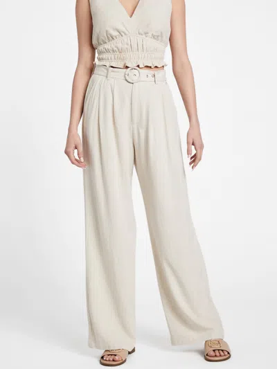 Guess Factory Charlie Belted Linen Pants In Beige