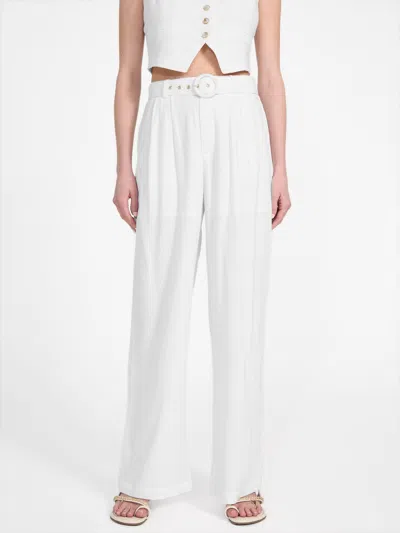 Guess Factory Charlie Belted Linen Pants In White