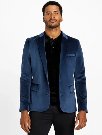 Guess Factory Charlie Velvet Blazer In Blue