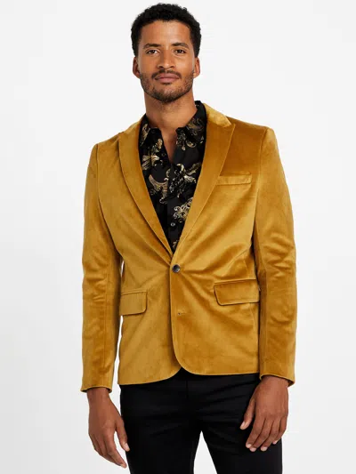 Guess Factory Charlie Velvet Blazer In Yellow