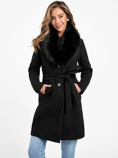 Guess Factory Cheryl Faux-fur Coat In Black
