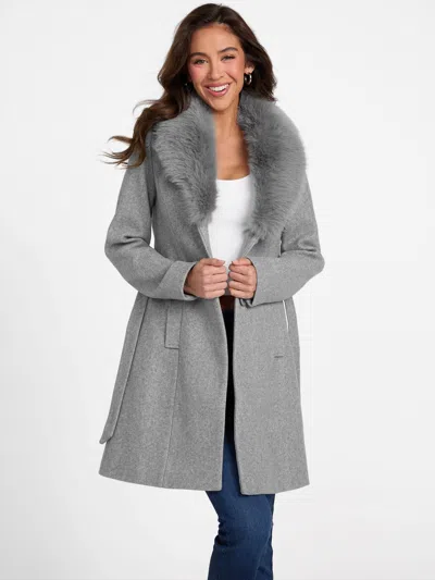 Guess Factory Cheryl Faux-fur Coat In Gray