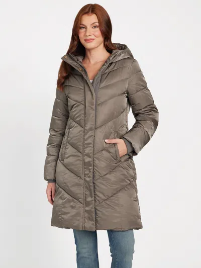 Guess Factory Christiane Long Padded Jacket In Gray