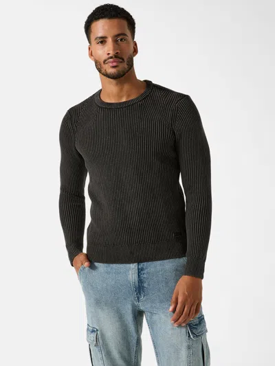 Guess Factory Christopher Washed Crewneck Sweater In Black